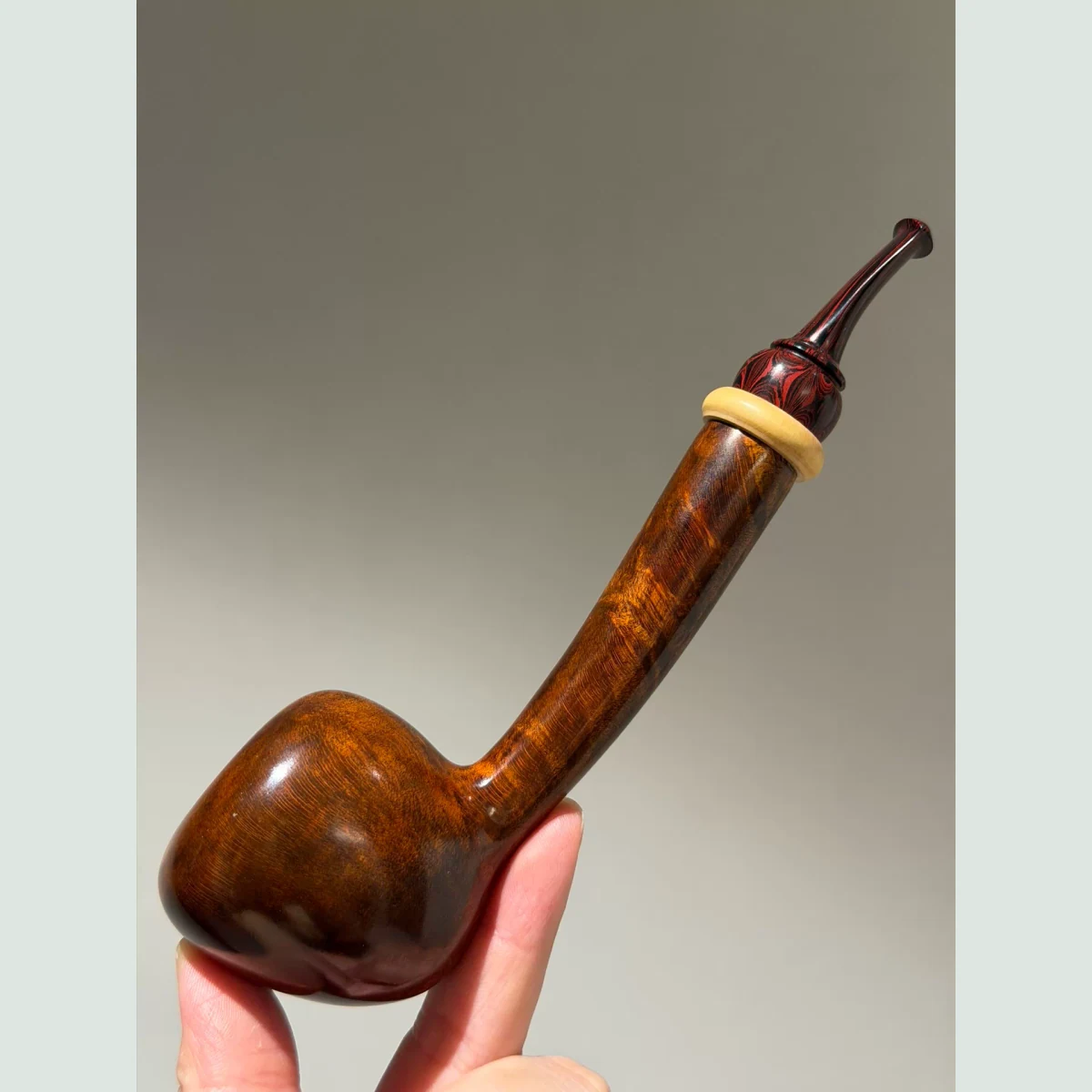 Acorn Long Stem Saddle Stem Solid Briar Wood Tobacco Pipe supporting product view