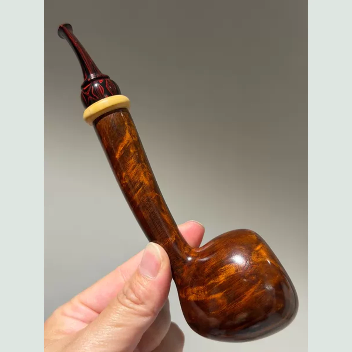 Acorn Long Stem Saddle Stem Solid Briar Wood Tobacco Pipe