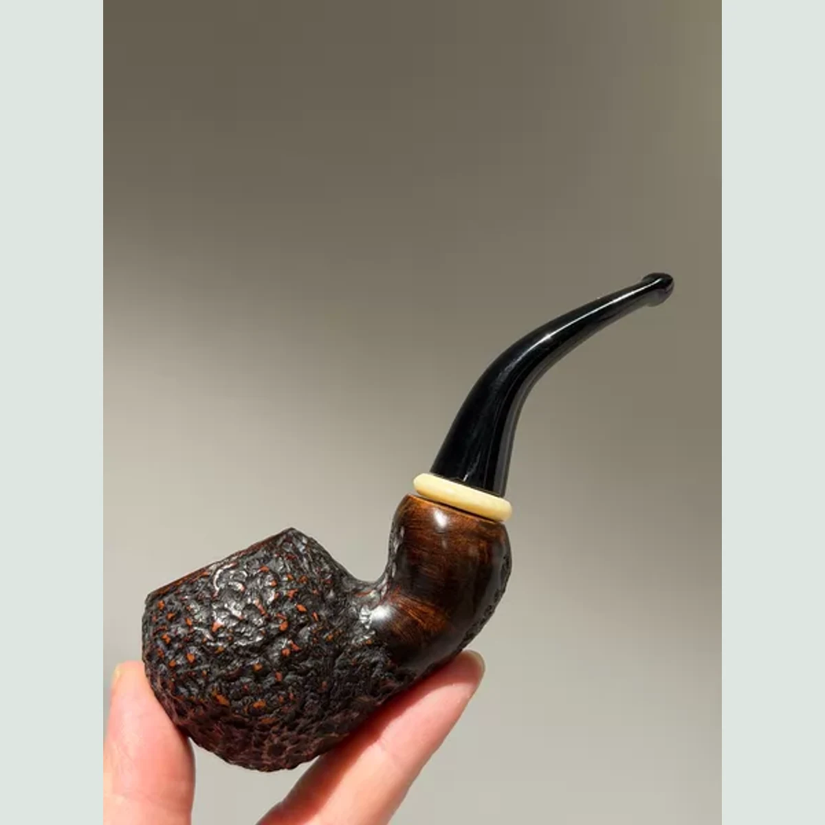 Acorn Music Note Bent Freehand Solid Briar Wood Tobacco Pipe 3mm