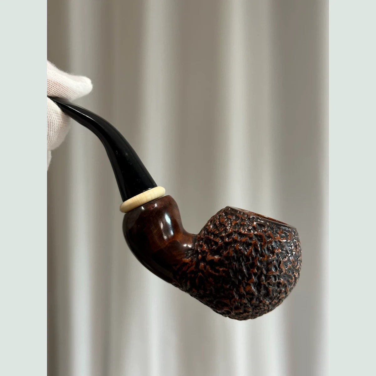 Acorn Music Note Bent Freehand Solid Briar Wood Tobacco Pipe 3mm supporting product view