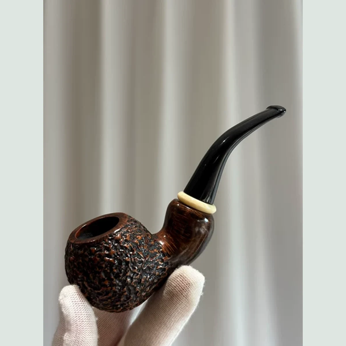 Acorn Music Note Bent Freehand Solid Briar Wood Tobacco Pipe 3mm