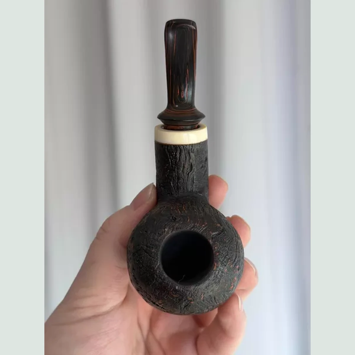 Apple Bent Cooling Chamber Solid Briar Wood Tobacco Pipe