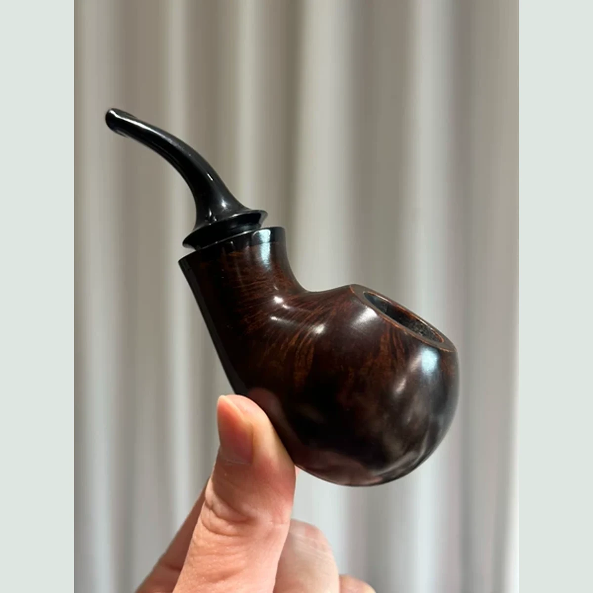 Apple Bent Cooling Chamber Solid Briar Wood Tobacco Pipe