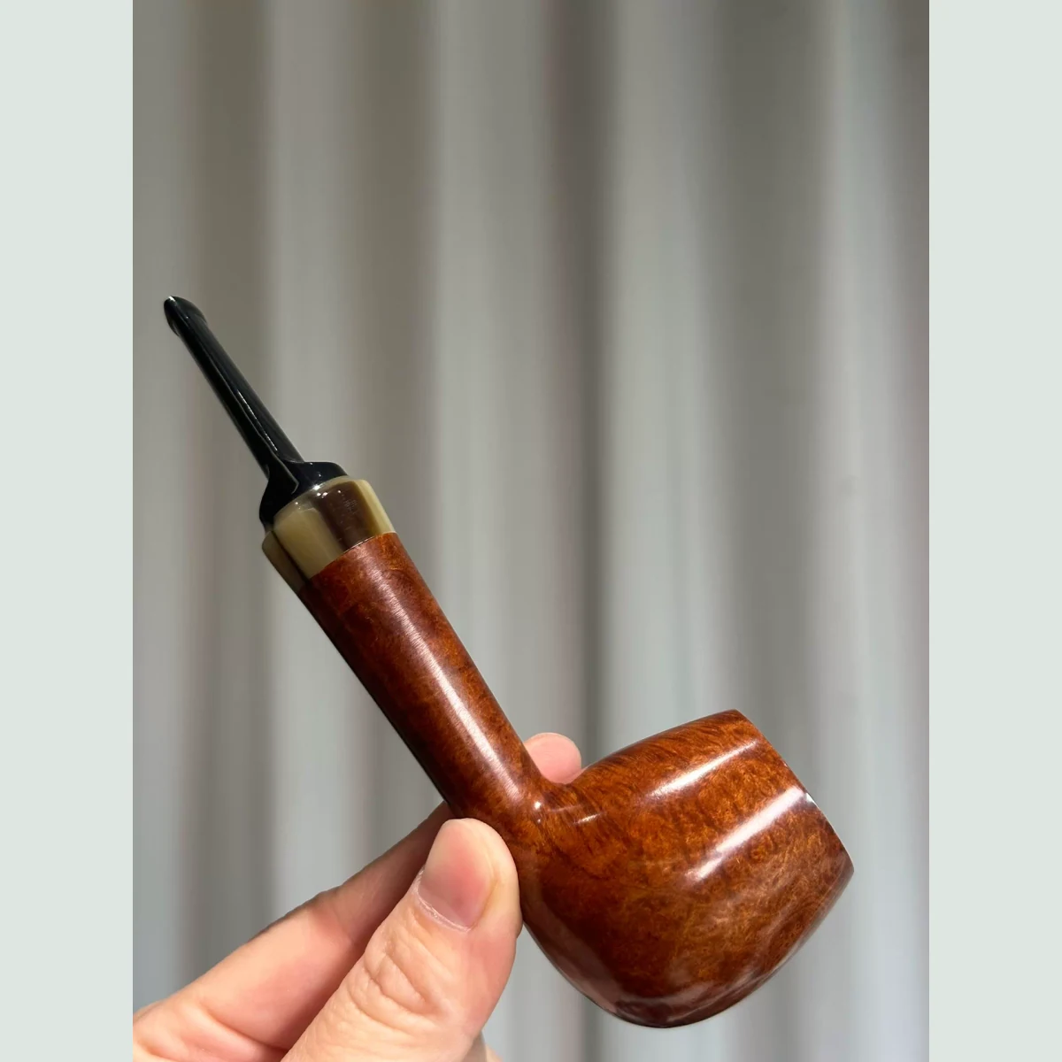 Billiard Straight Long Stem Solid Briar Wood Tobacco Pipe visible shape and finish detail
