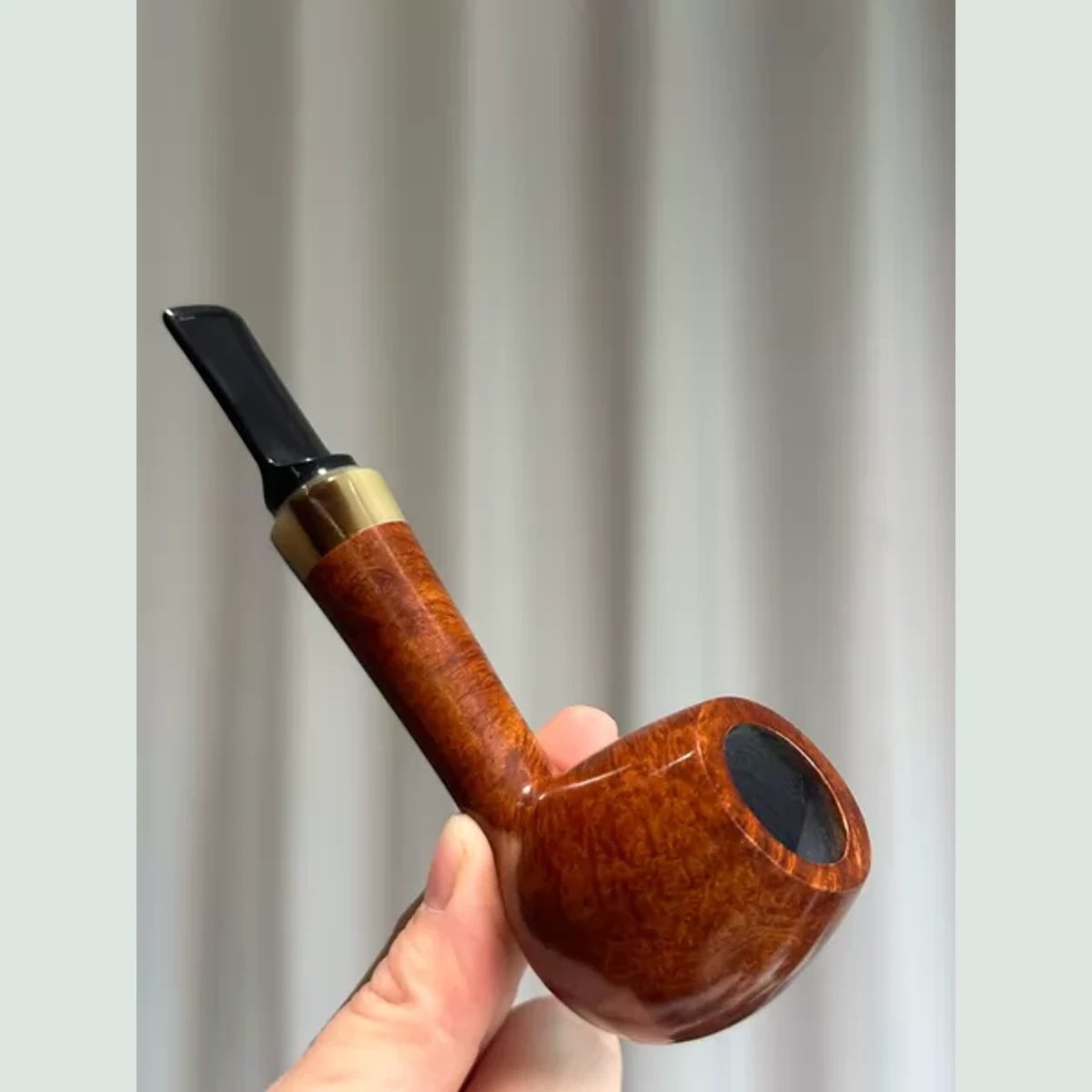 Billiard Straight Long Stem Solid Briar Wood Tobacco Pipe