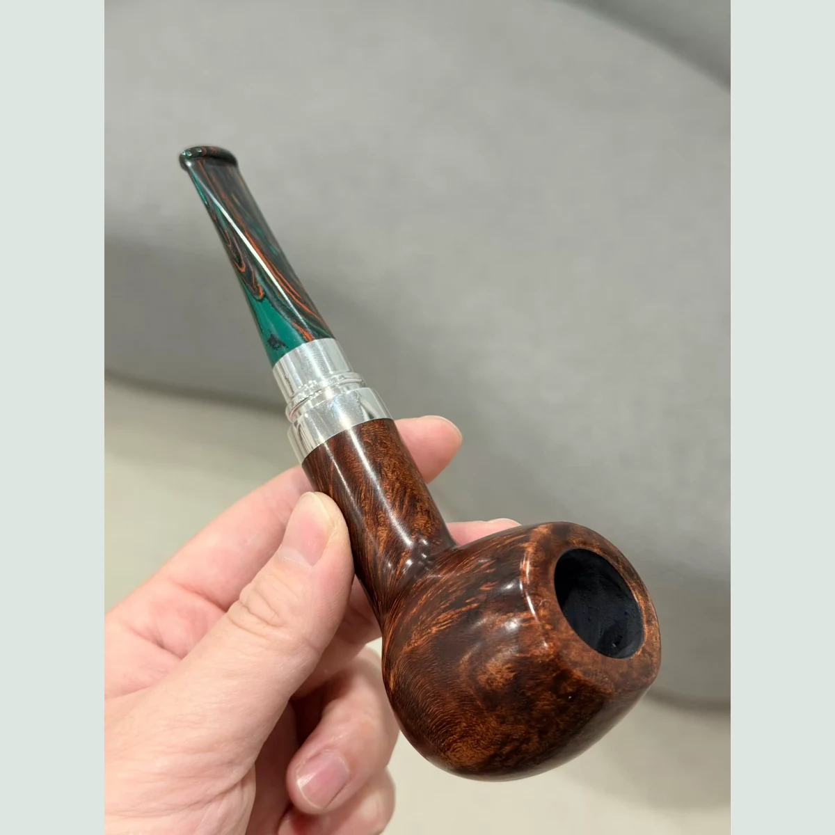 Billiard Straight Saddle Stem Solid Briar Wood Tobacco Pipe visible shape and finish detail
