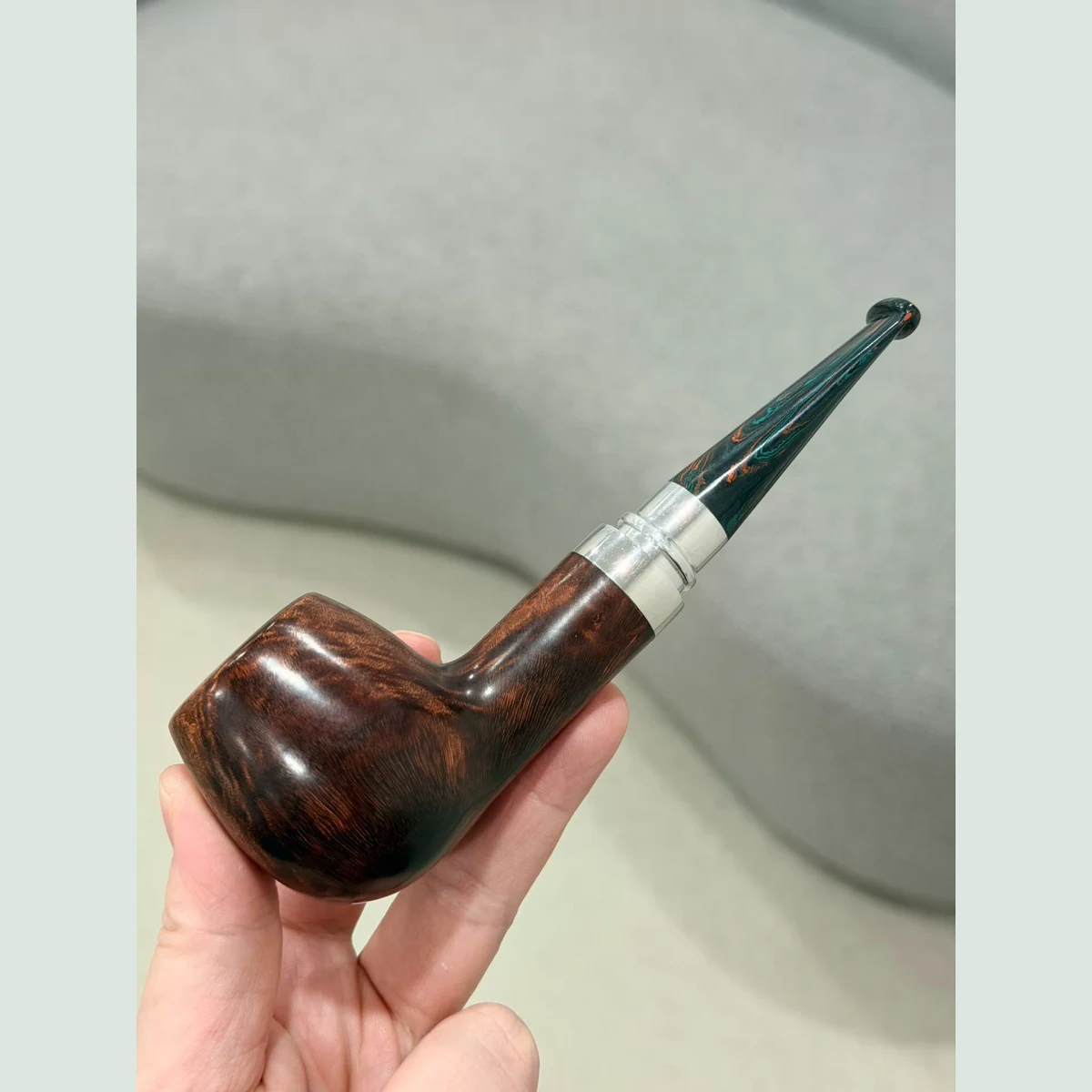 Billiard Straight Saddle Stem Solid Briar Wood Tobacco Pipe supporting product view