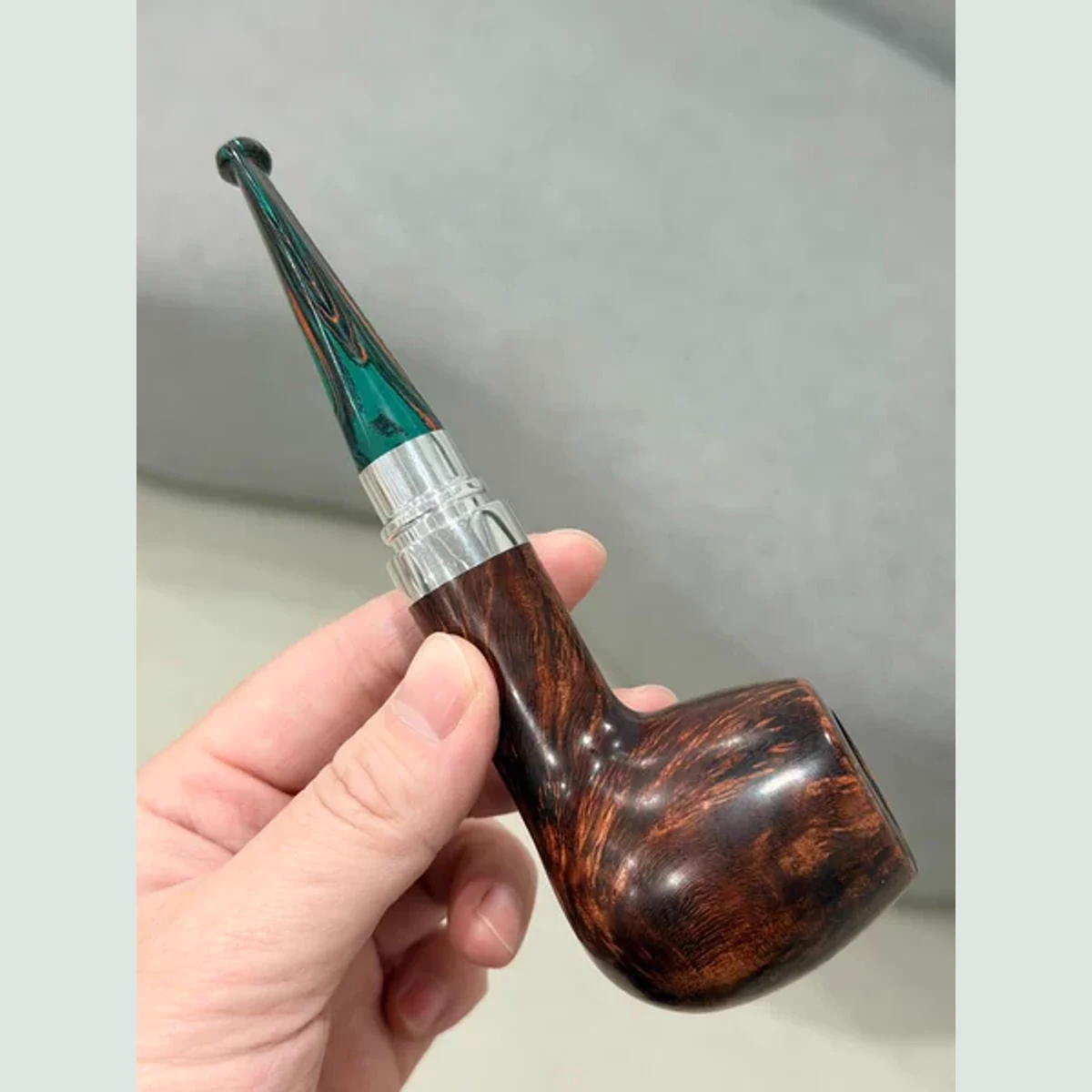 Billiard Straight Saddle Stem Solid Briar Wood Tobacco Pipe