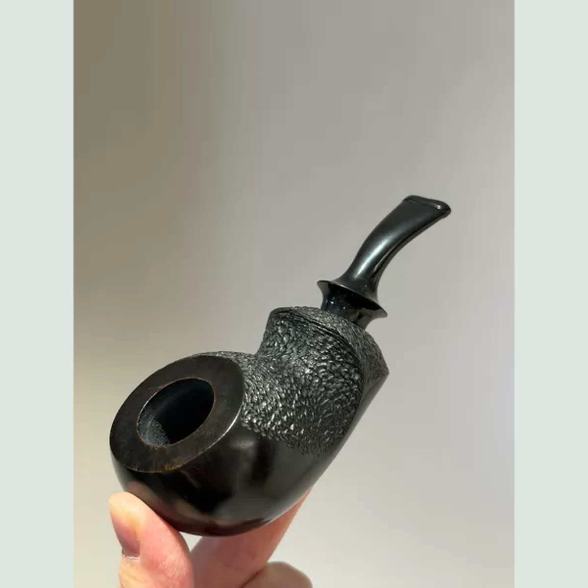 Black Tuxedo Blowfish Bent Handmade Solid Briar Wood Tobacco Pipe