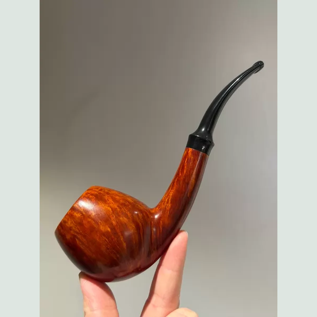 Brandy Long Stem Solid Briar Wood Tobacco Pipe