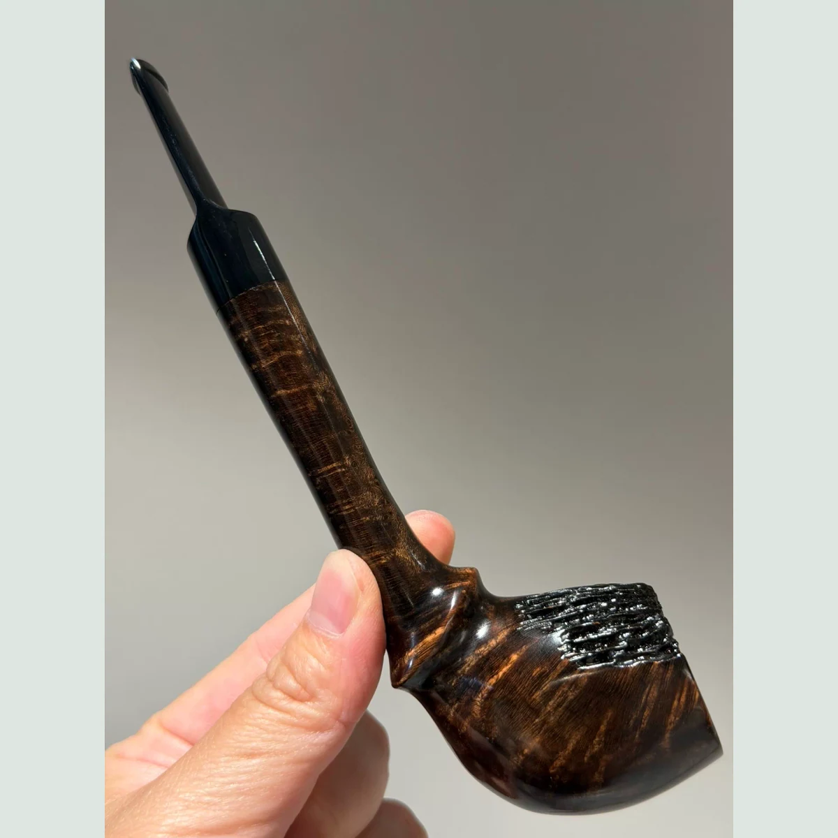 Carved Golf Club Straight Long Stem Solid Briar Wood Tobacco Pipe supporting product view