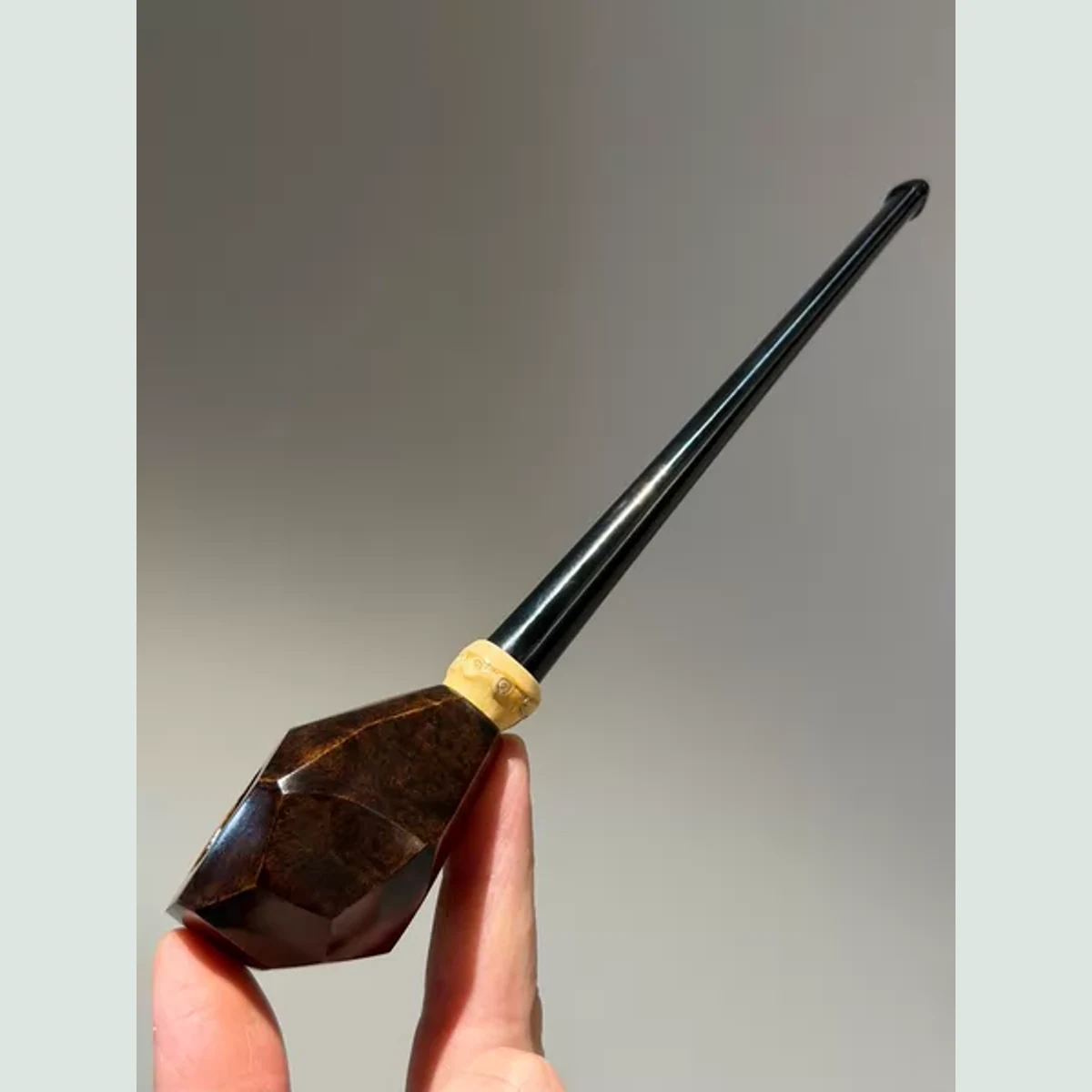 Diamond-Cut Classic Straight Handmade Solid Briar Wood Tobacco Pipe