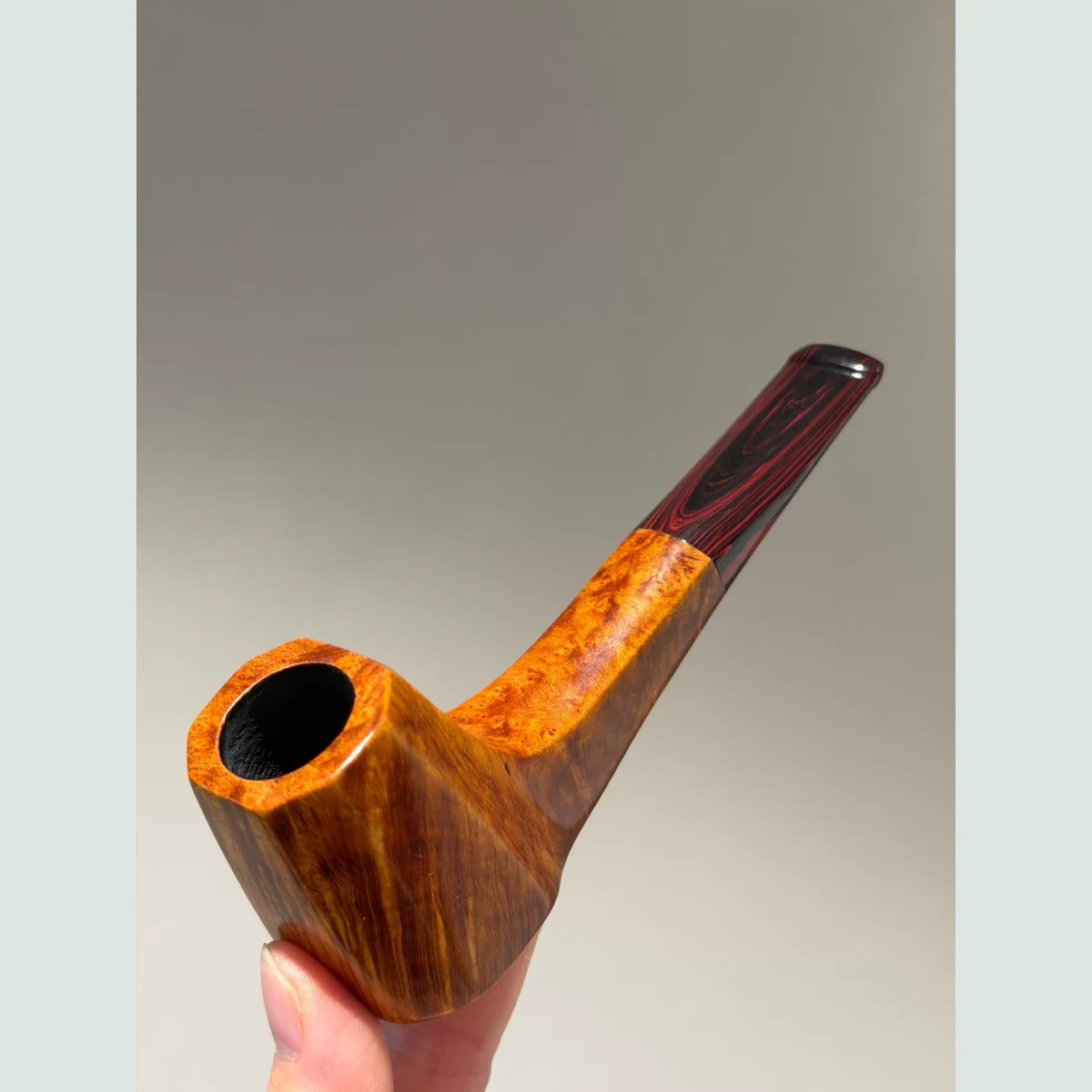 Faceted Volcano Straight Freehand Solid Briar Wood Tobacco Pipe supporting product view