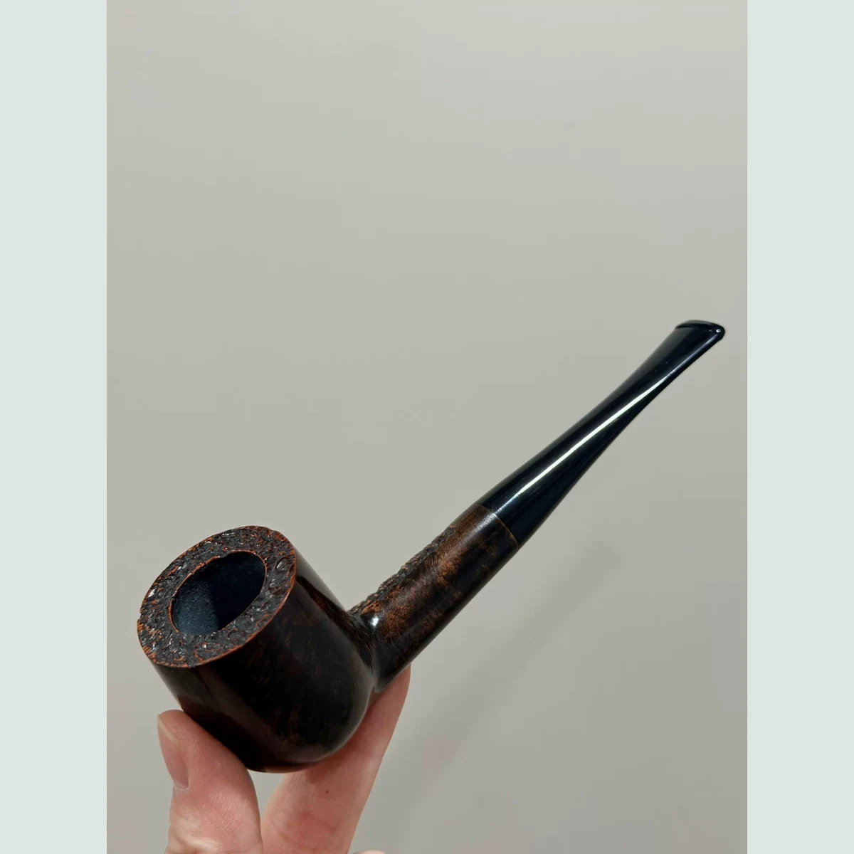 Half Smooth Half Sandblasted Billiard Straight Briar Tobacco Pipe visible shape and finish detail