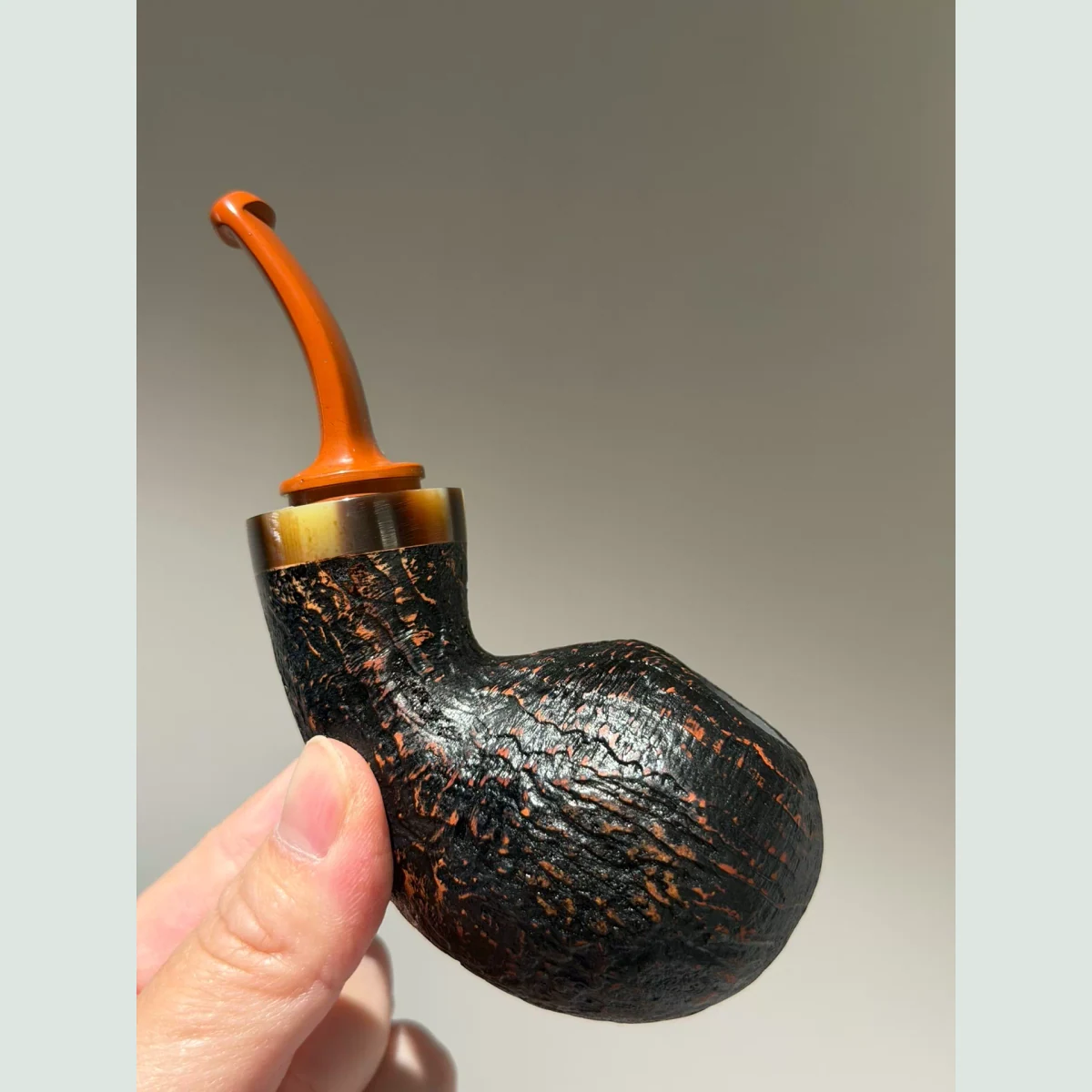 Large Blowfish Cooling Chamber Solid Briar Wood Tobacco Pipe supporting product view