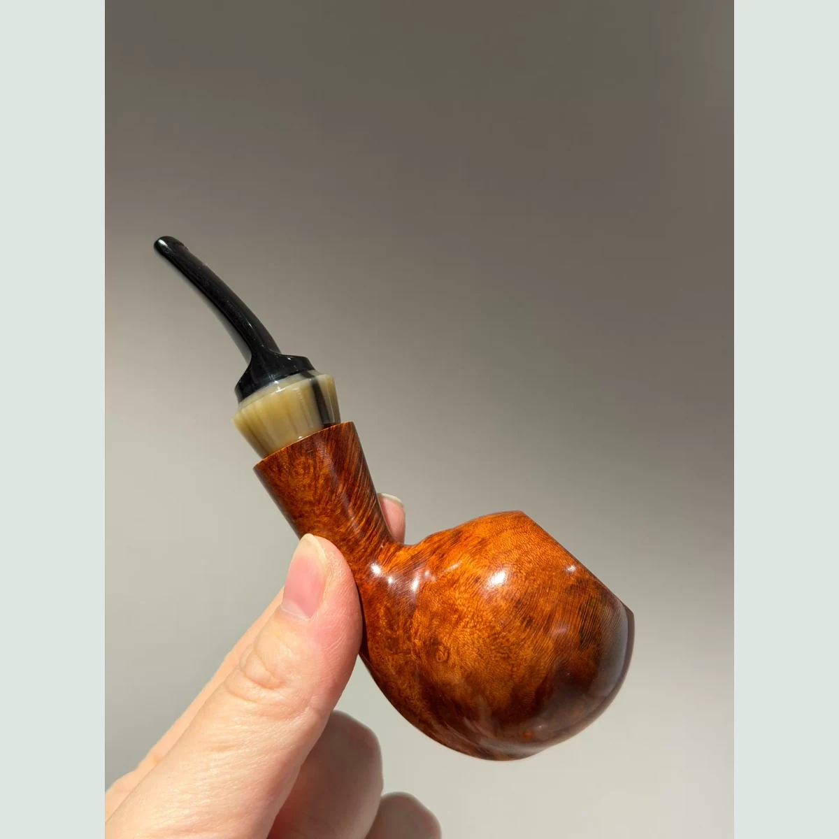 Large Dragon Claw Egg Bent Solid Briar Wood Tobacco Pipe supporting product view