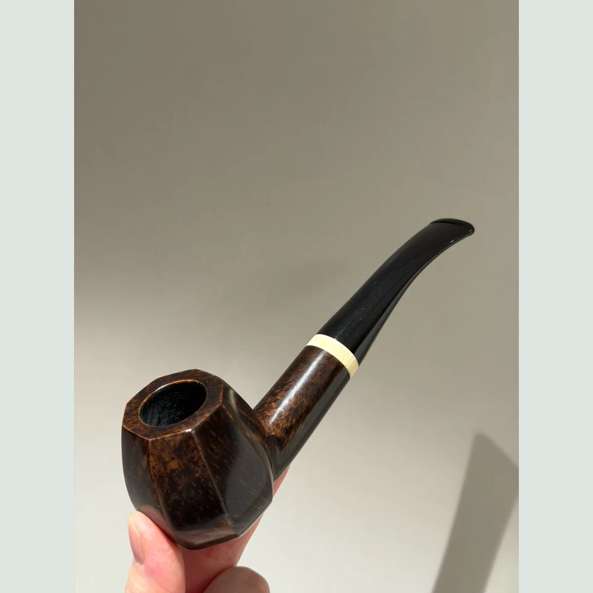Large Octagonal Sherlock Bent Sitter Solid Briar Wood Tobacco Pipe visible shape and finish detail
