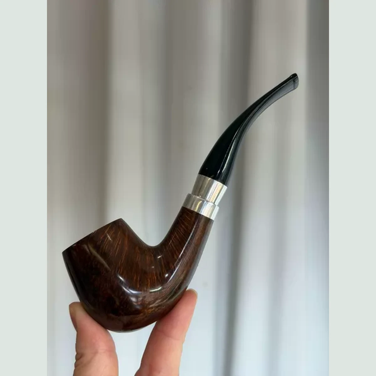 Large Sherlock Bent Solid Briar Wood Tobacco Pipe