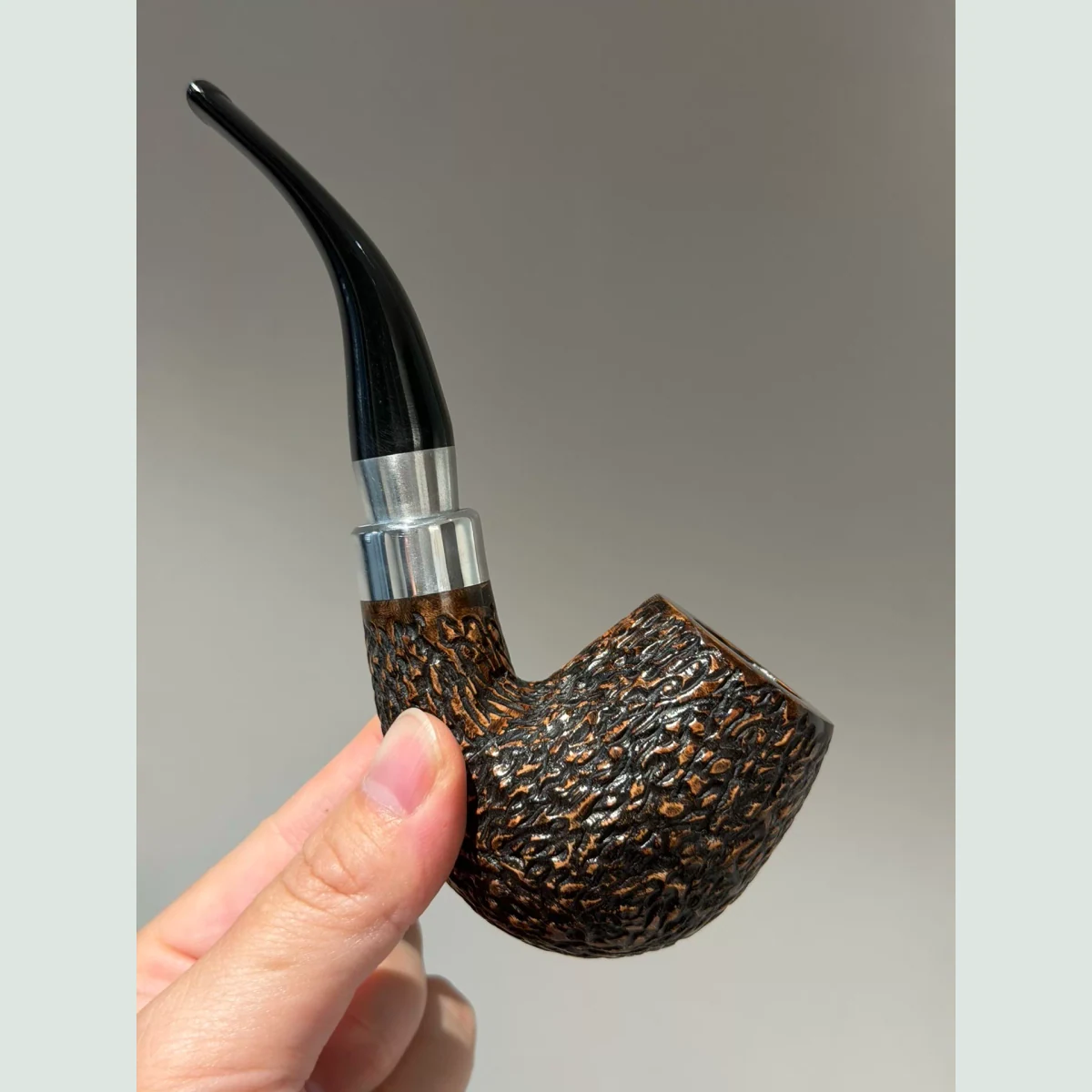 Large Sherlock Bent Solid Briar Wood Tobacco Pipe supporting product view
