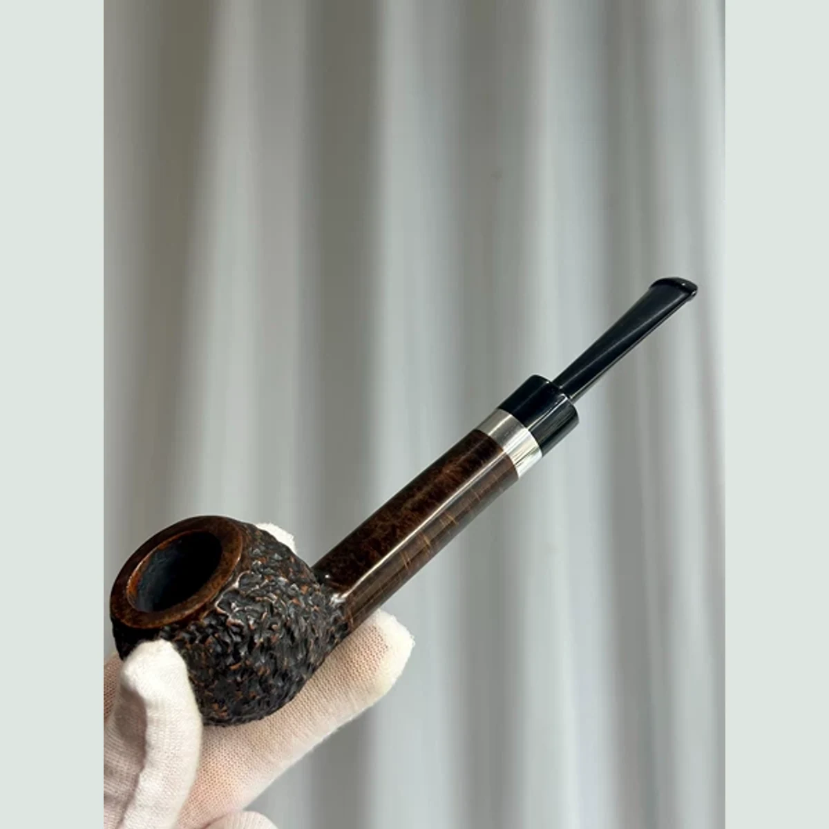 Long-Stem Apple Solid Briar Wood Tobacco Pipe