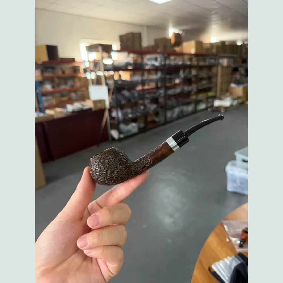 Long-Stem Apple Slightly Bent Solid Briar Wood Tobacco Pipe