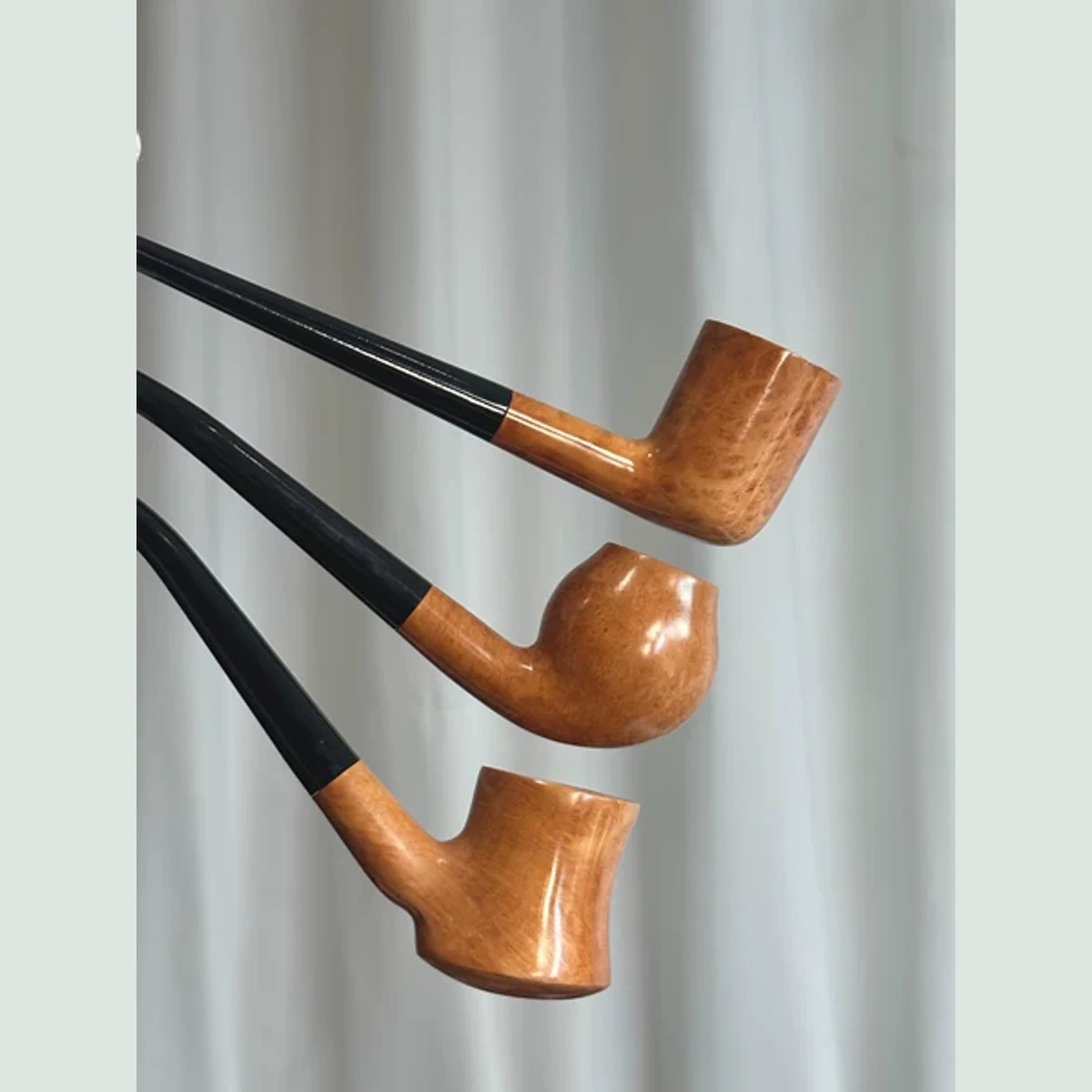 Natural Billiard Churchwarden Solid Briar Wood Tobacco Pipe 3mm