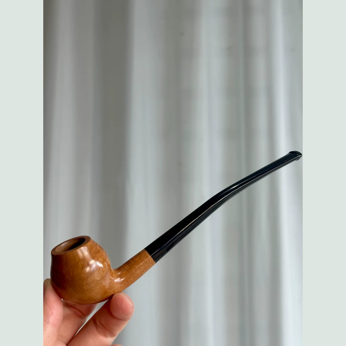 Natural Billiard Straight Churchwarden Solid Briar Wood Tobacco Pipe supporting product view