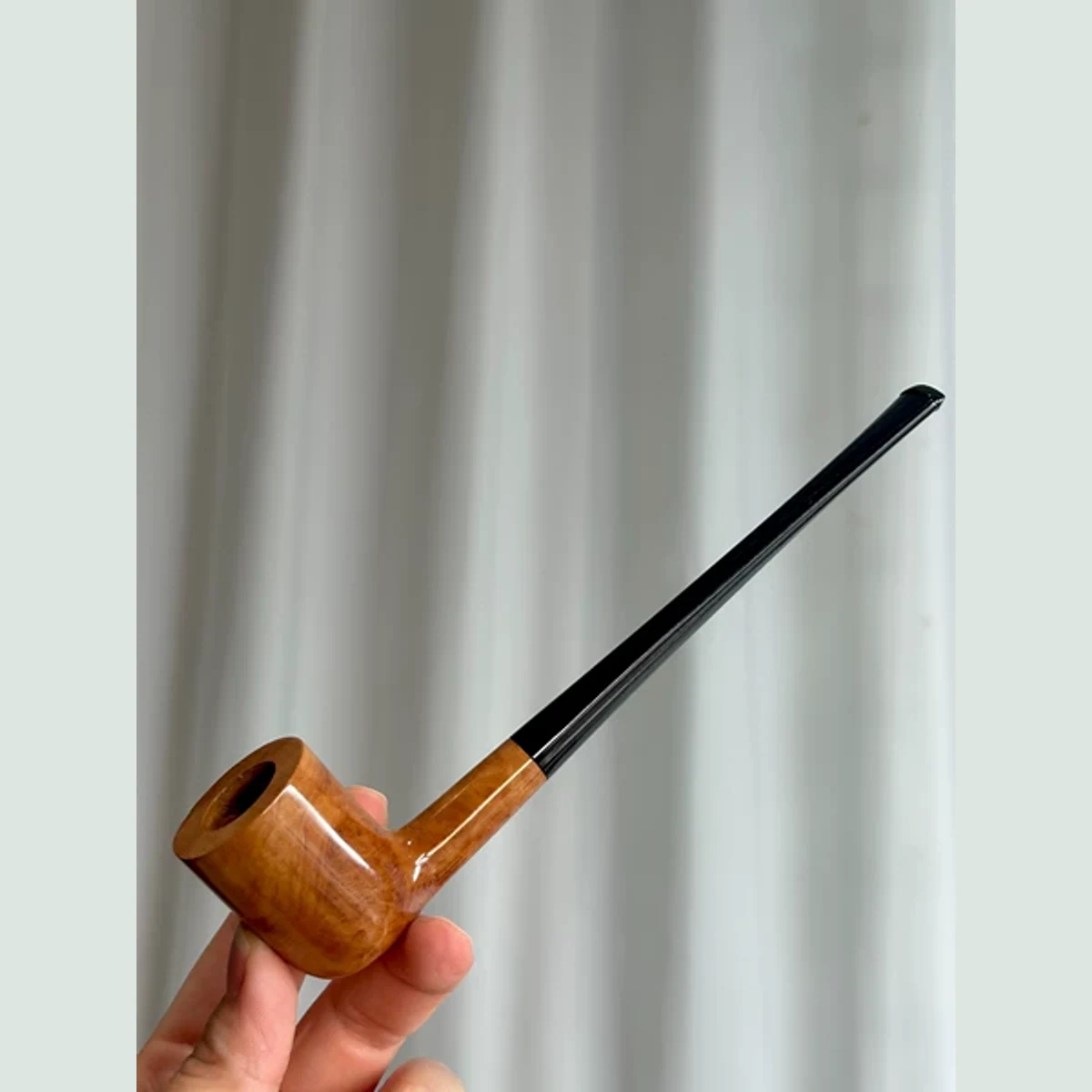 Natural Billiard Straight Churchwarden Solid Briar Wood Tobacco Pipe