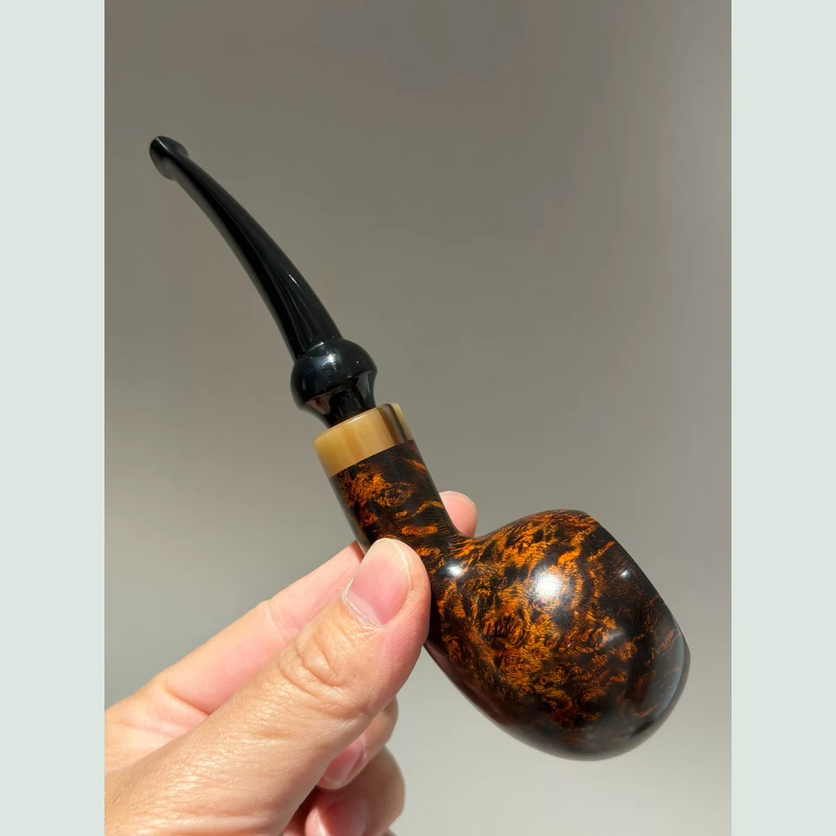 Prince Apple Slightly Bent Solid Briar Wood Tobacco Pipe supporting product view