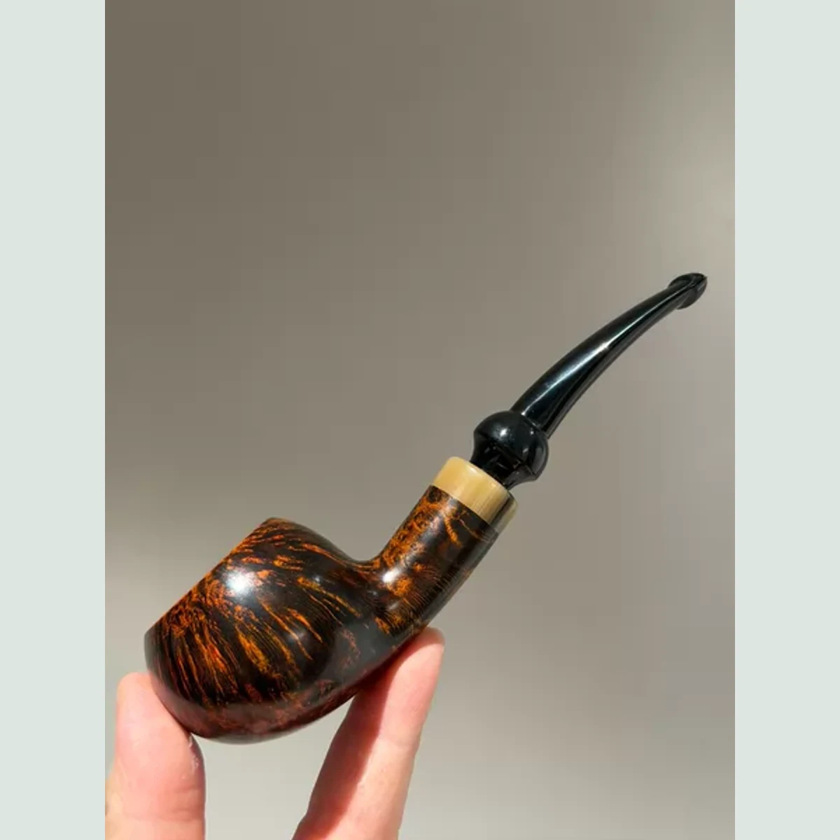 Prince Apple Slightly Bent Solid Briar Wood Tobacco Pipe