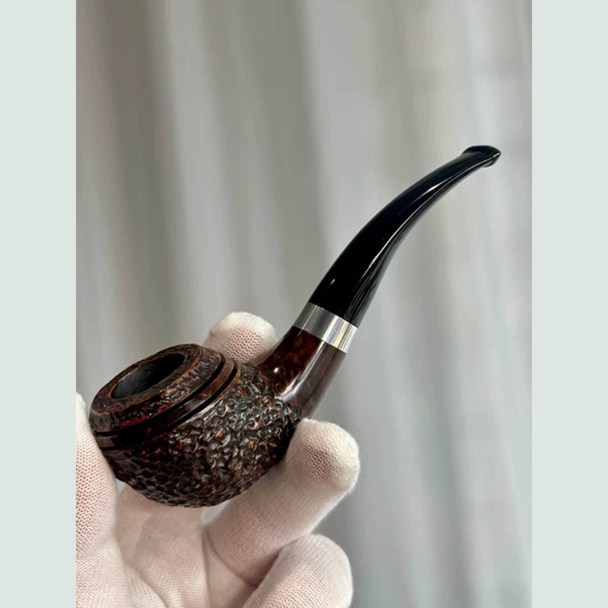 Rhodesian Bulldog Bent Handmade Solid Briar Wood Tobacco Pipe 3mm