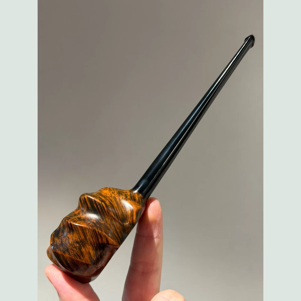 Rustic Burl Cat Paw Straight Freehand Sitter Solid Briar Wood Tobacco Pipe visible shape and finish detail