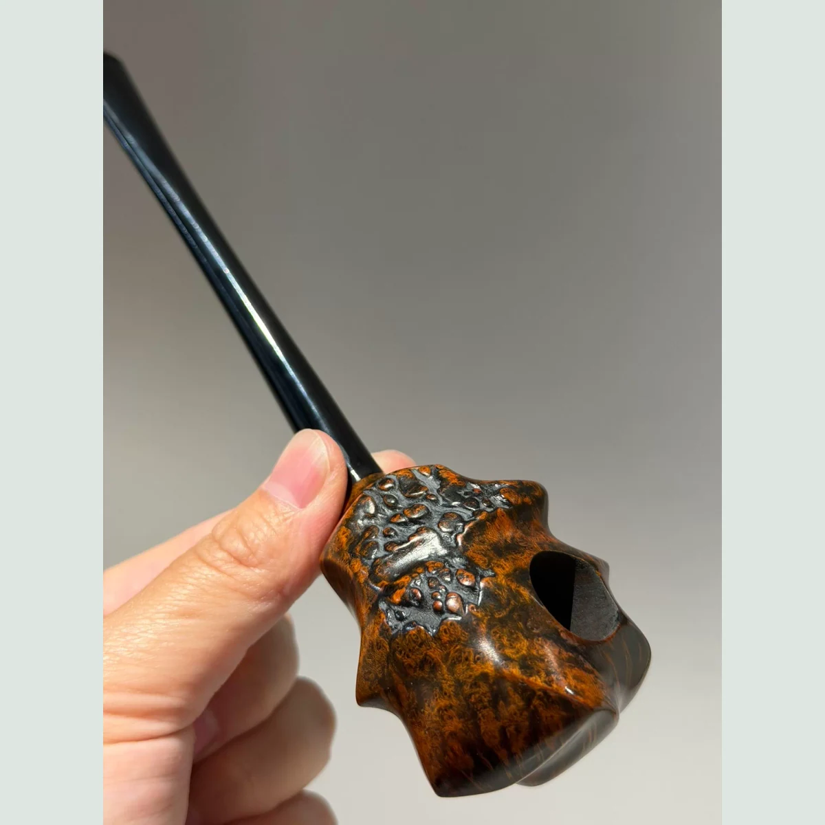 Rustic Burl Cat Paw Straight Freehand Sitter Solid Briar Wood Tobacco Pipe supporting product view