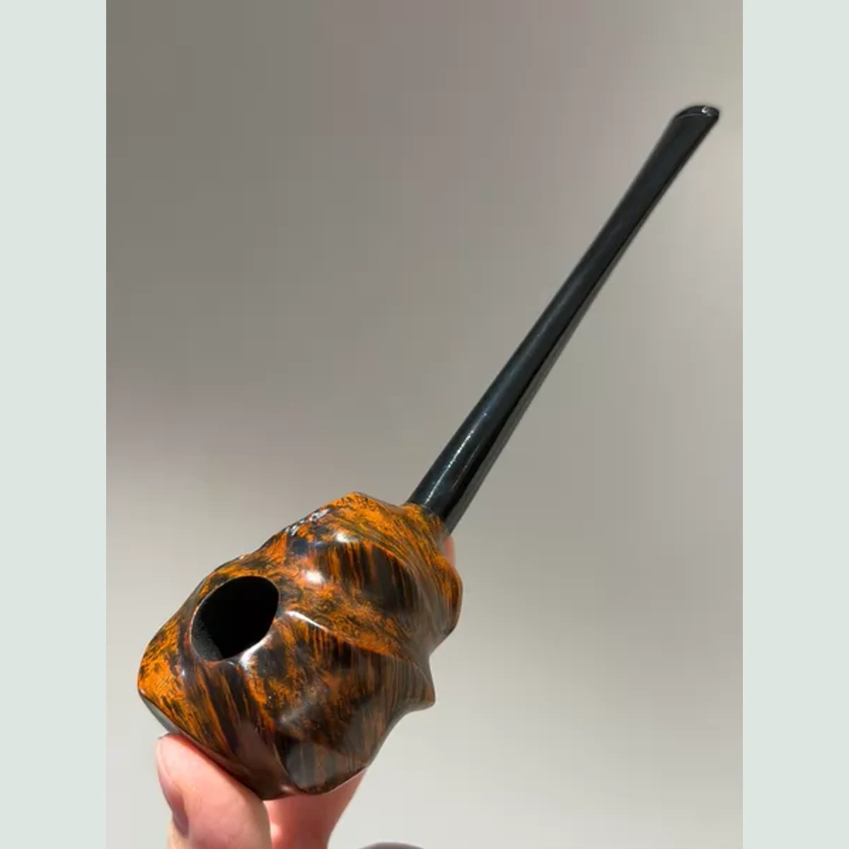 Rustic Burl Cat Paw Straight Freehand Sitter Solid Briar Wood Tobacco Pipe