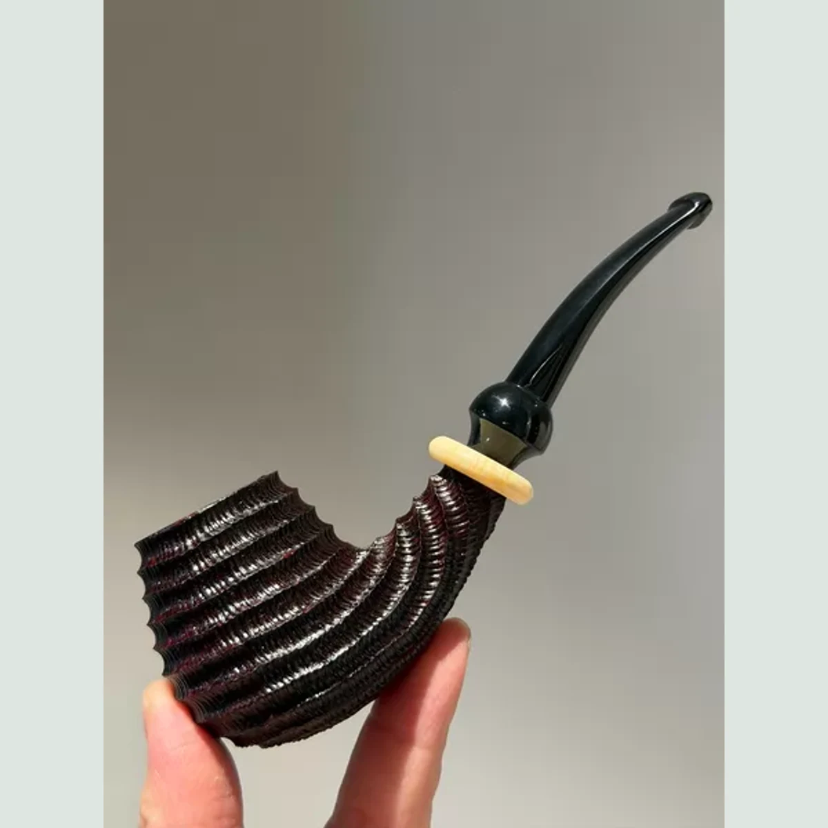 Spiral Classic Bent Handmade Solid Briar Wood Tobacco Pipe visible shape and finish detail