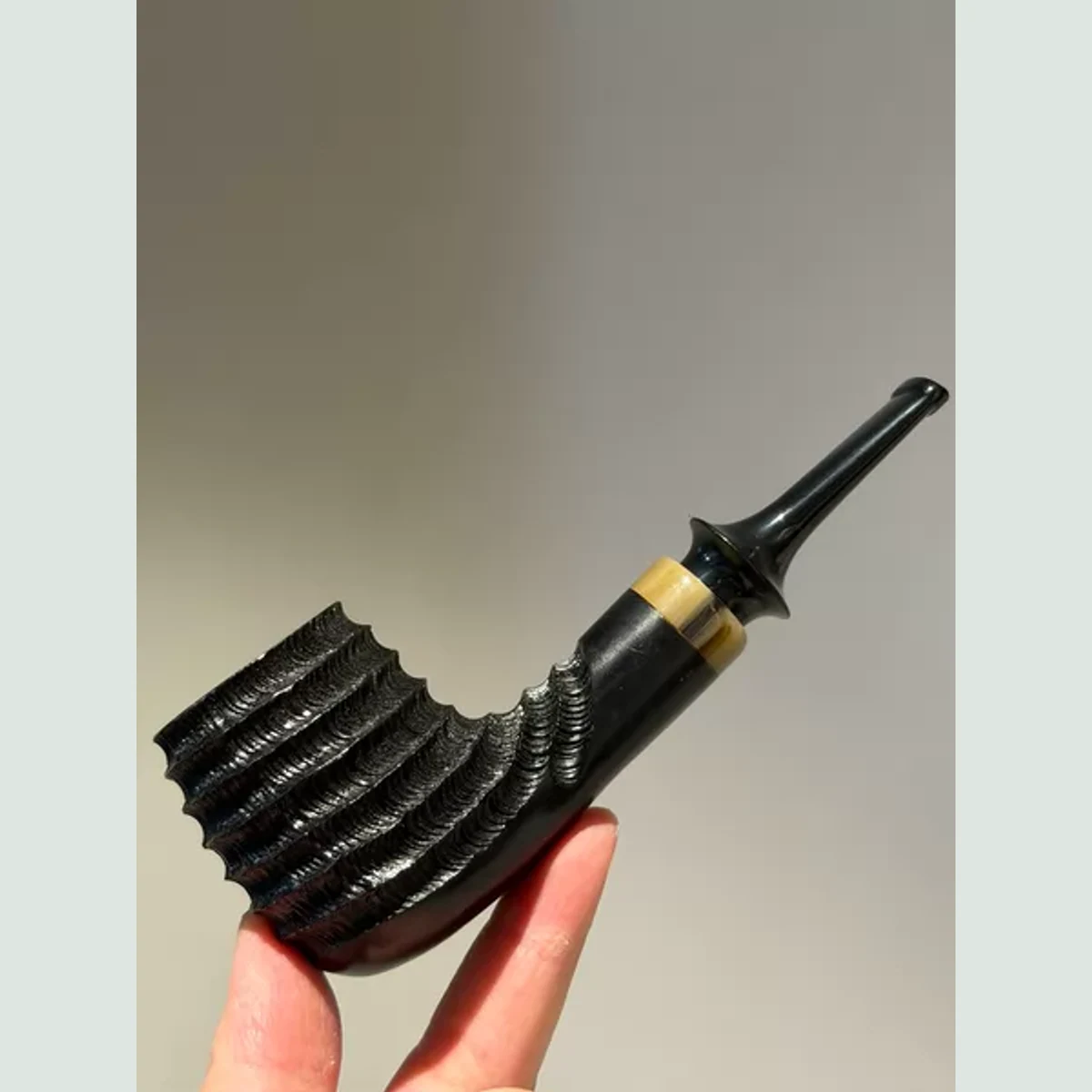 Spiral Classic Straight Handmade Solid Briar Wood Tobacco Pipe visible shape and finish detail