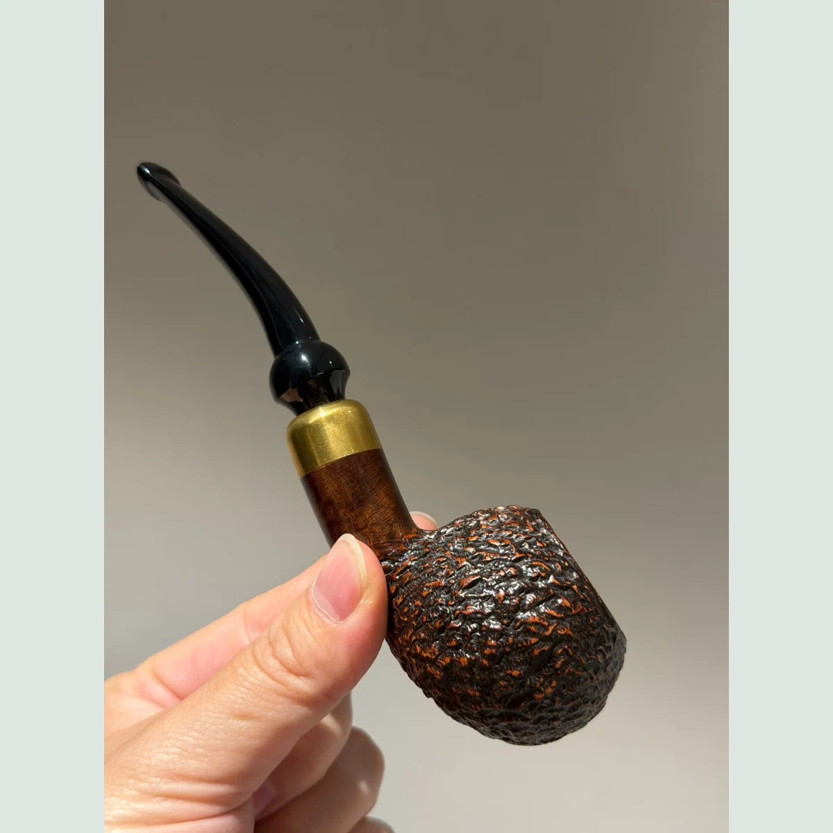 Tomato Pan Slightly Bent Solid Briar Wood Tobacco Pipe supporting product view
